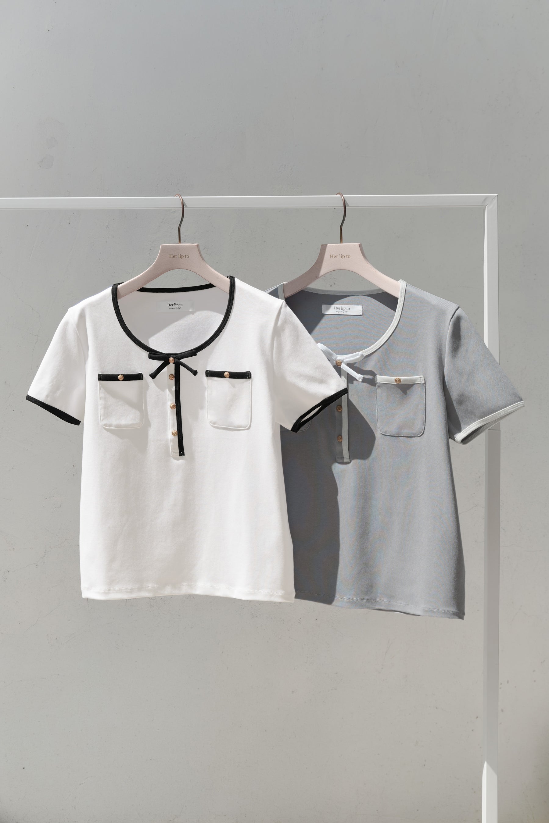 Two-Tone Ribbon-Trim Tee