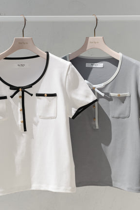 Two-Tone Ribbon-Trim Tee