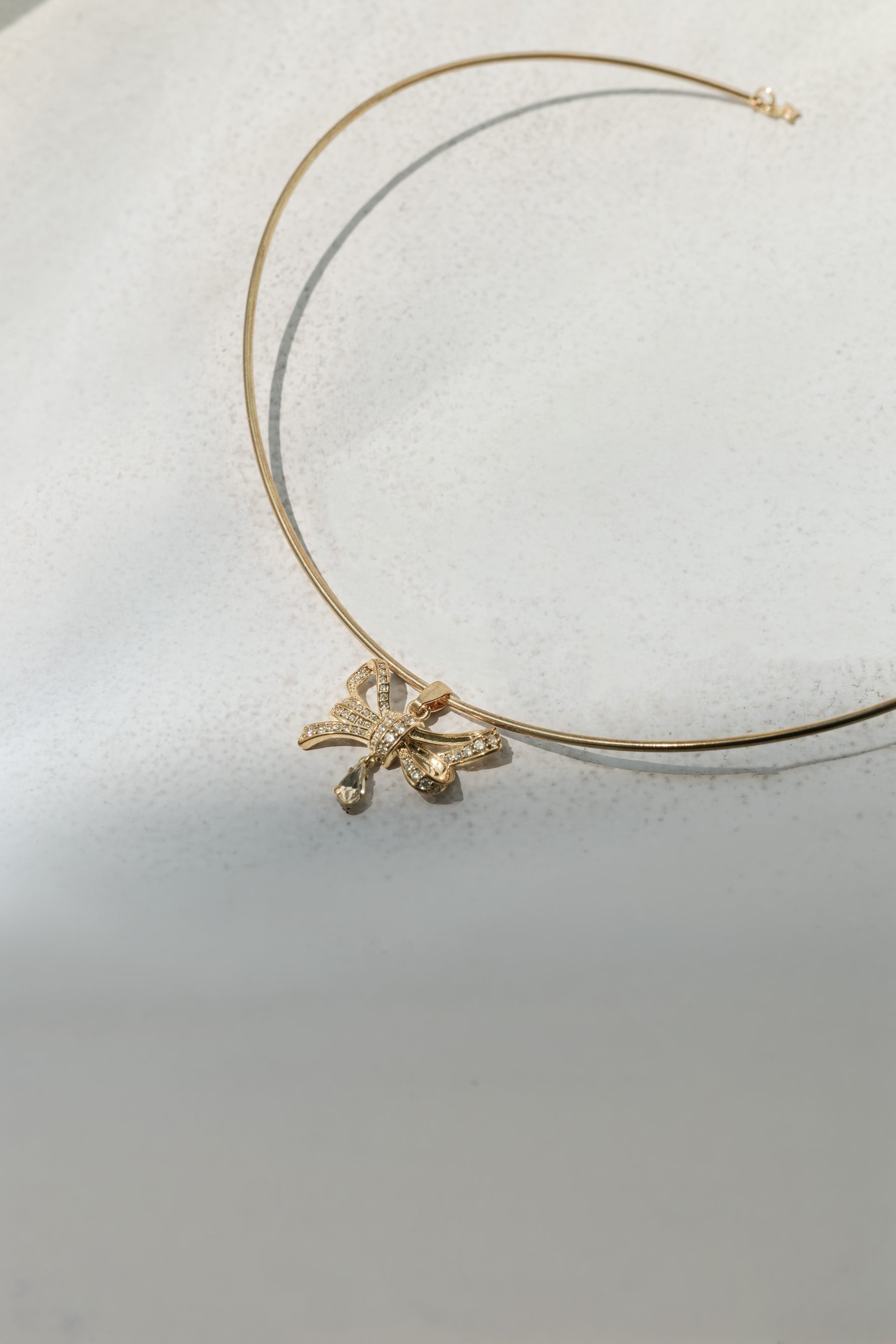 Double Crystal Ribbon Choker