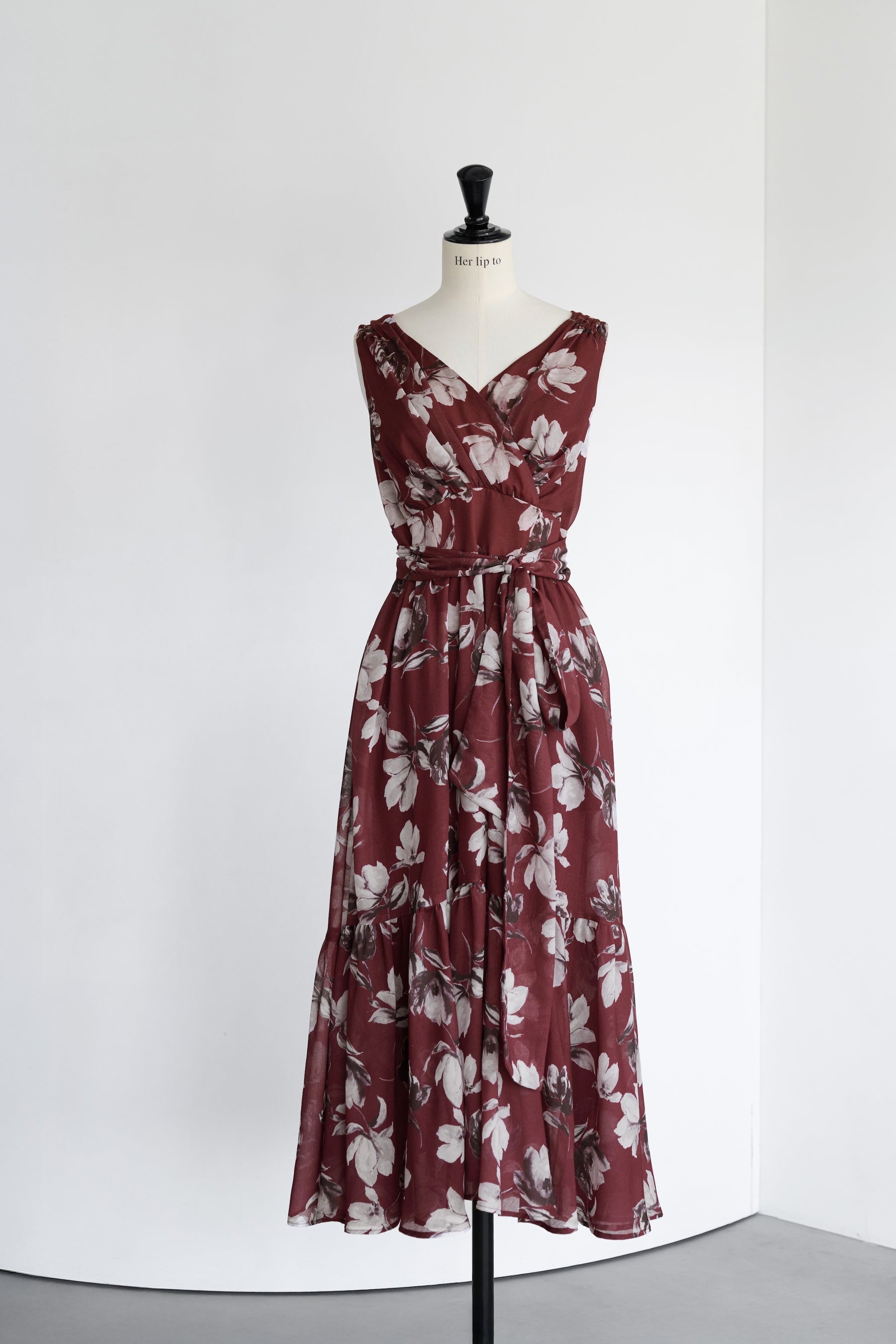 herlipto、Anemone cache-coeur long dress 8月下旬発送】【mocha pink / rouge】Anemone Cache-Coeur Long