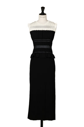 Two-Tone Gathered Knit Dress