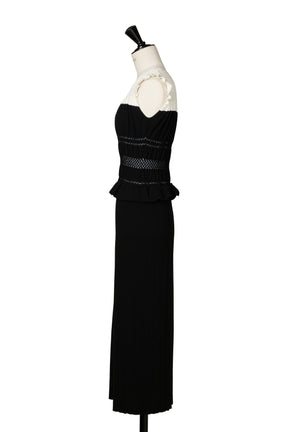 Two-Tone Gathered Knit Dress
