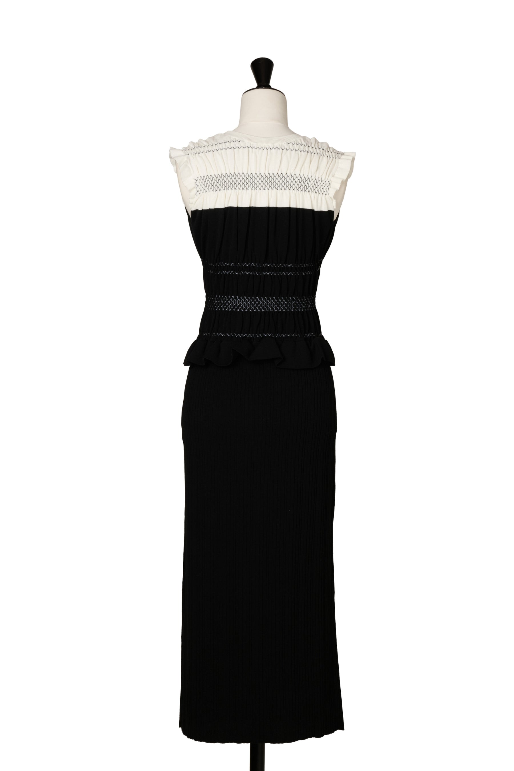 Two-Tone Gathered Knit Dress