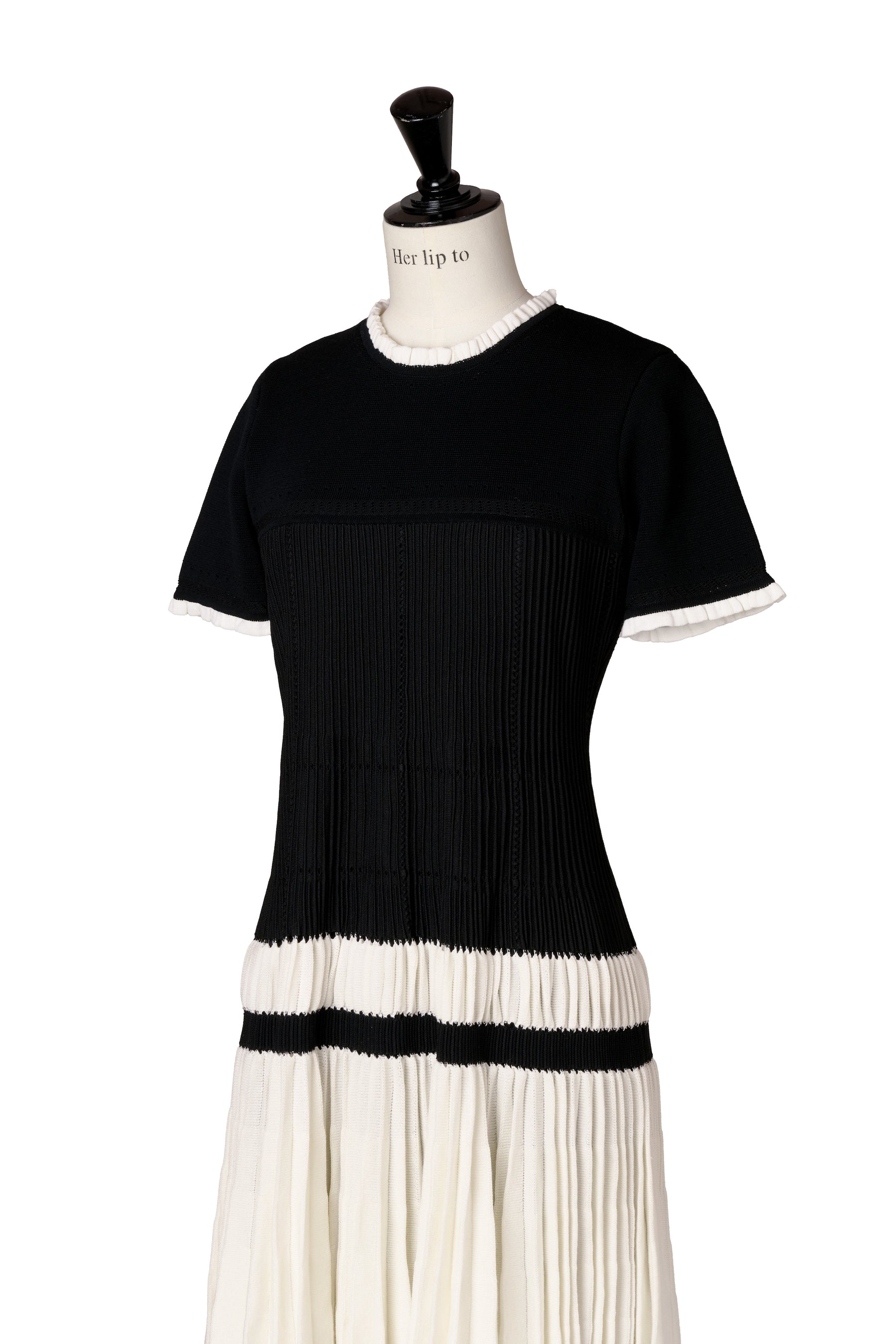Pleated Eyelet Knit Dress