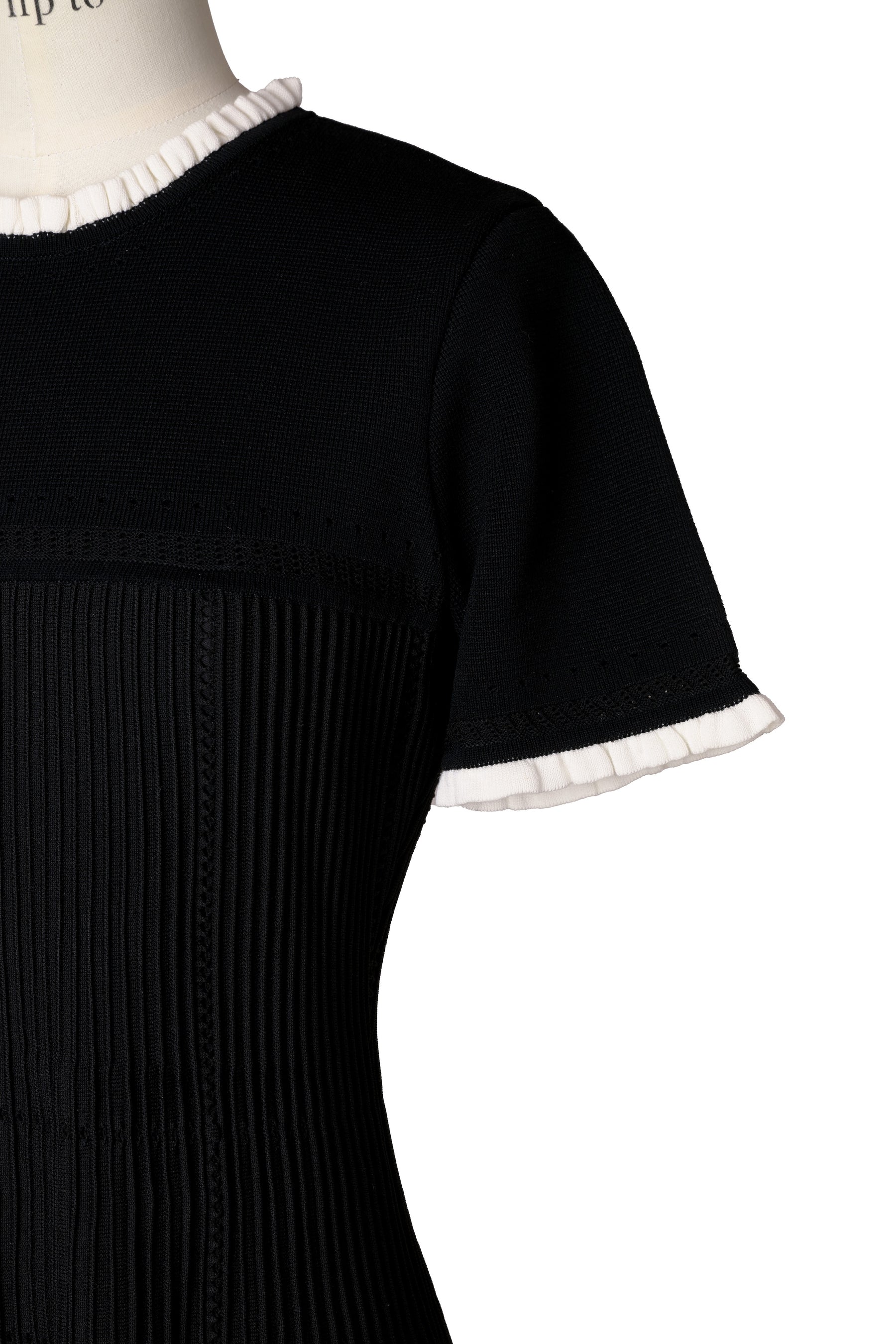 Pleated Eyelet Knit Dress