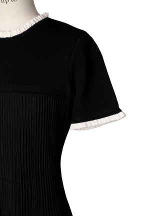 Pleated Eyelet Knit Dress