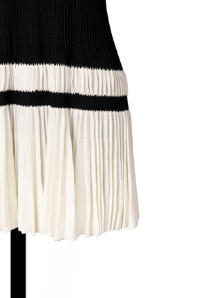 Pleated Eyelet Knit Dress