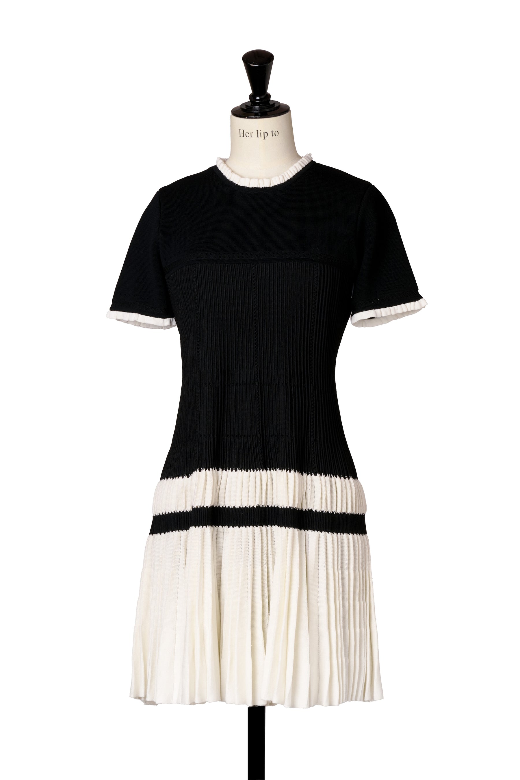 Pleated Eyelet Knit Dress