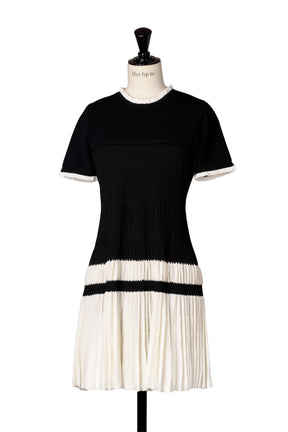 Pleated Eyelet Knit Dress