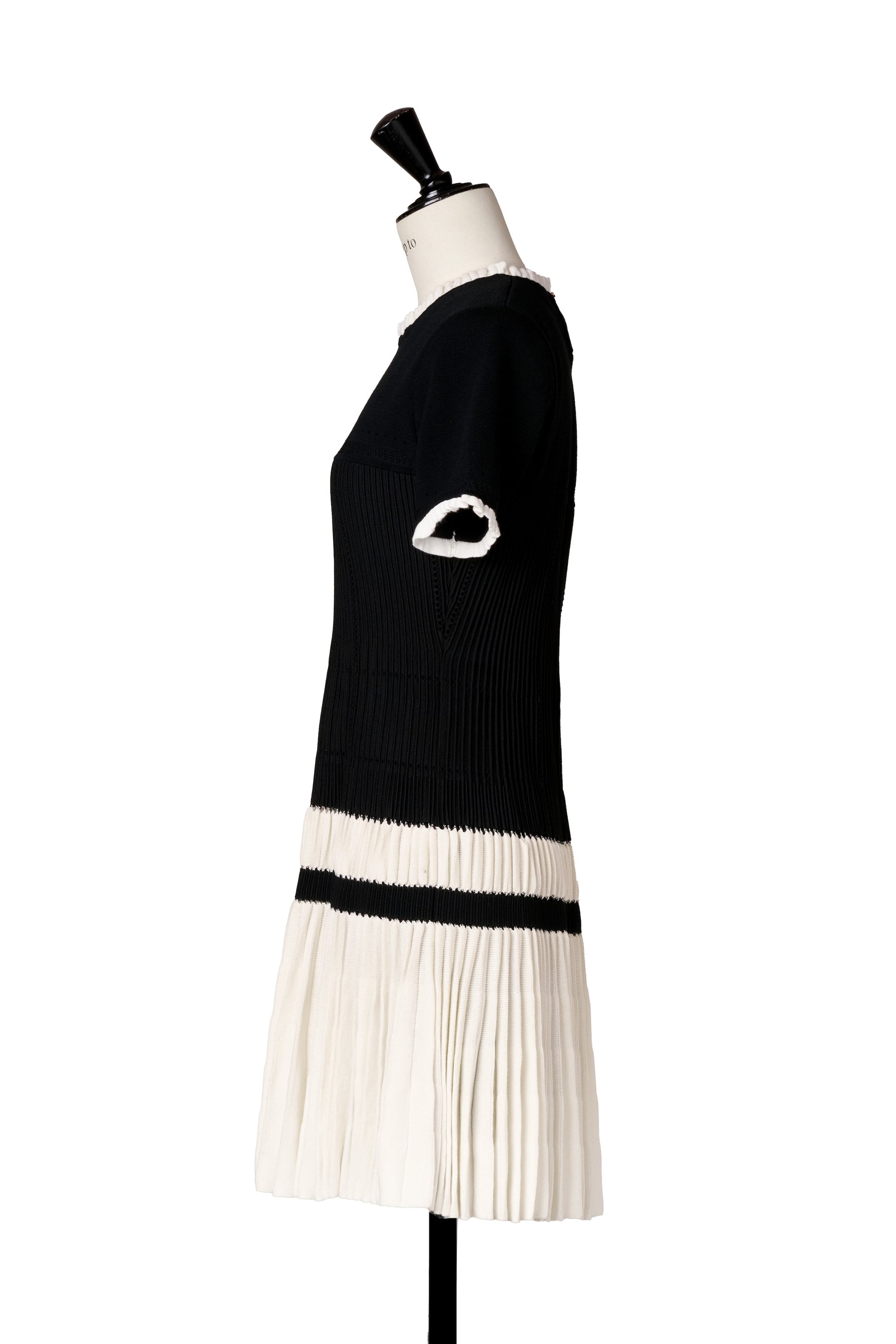 Pleated Eyelet Knit Dress