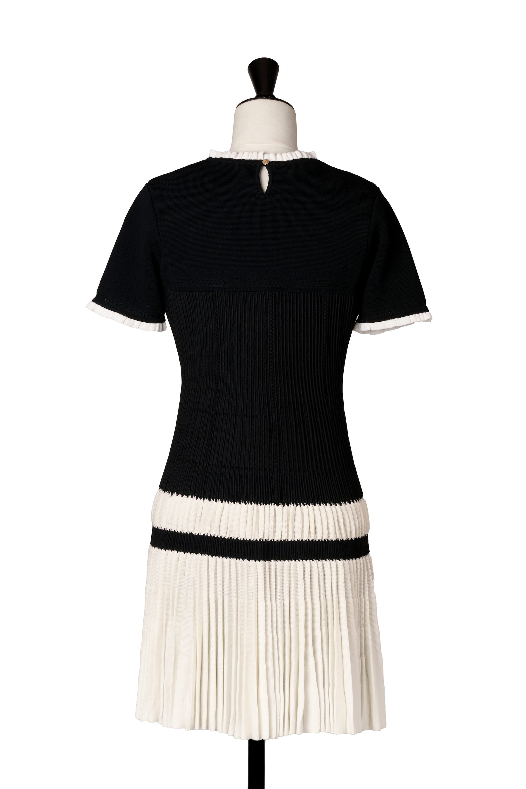 Pleated Eyelet Knit Dress