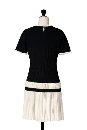 Pleated Eyelet Knit Dress