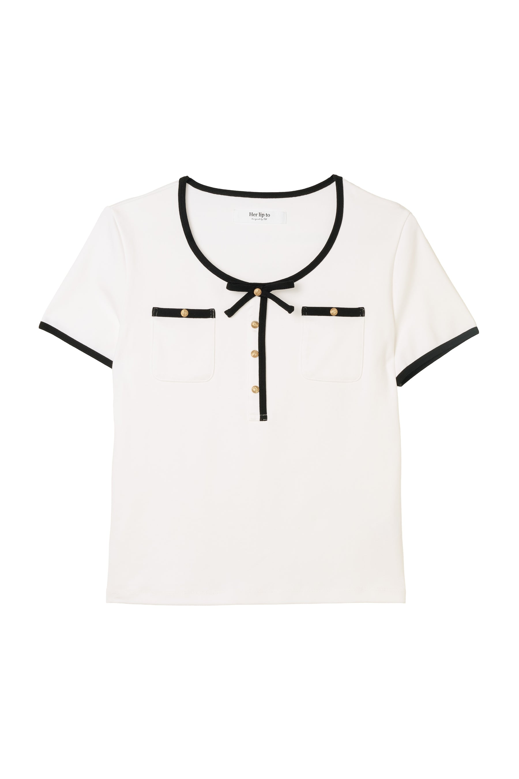 Two-Tone Ribbon-Trim Tee