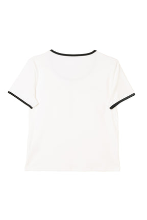 Two-Tone Ribbon-Trim Tee