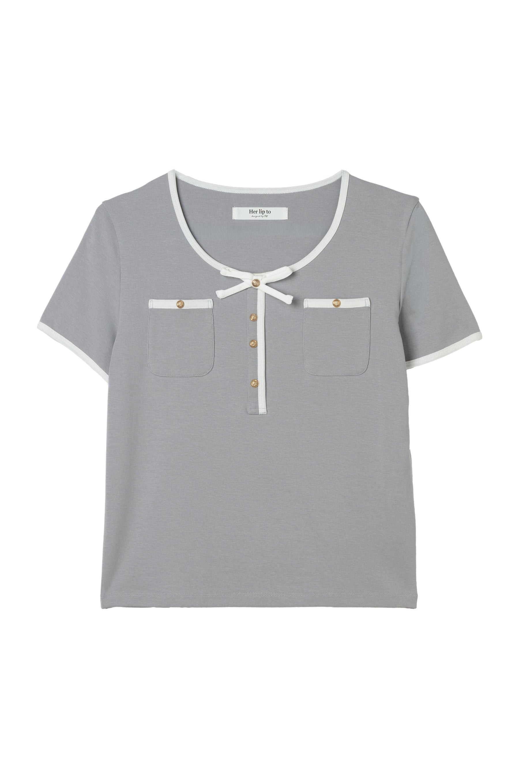 Two-Tone Ribbon-Trim Tee