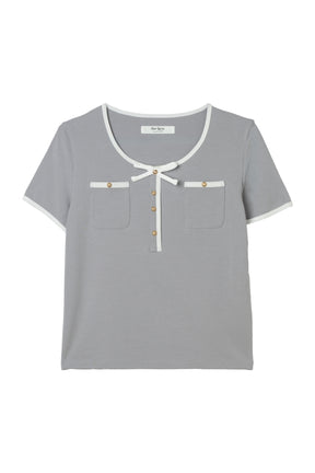 Two-Tone Ribbon-Trim Tee