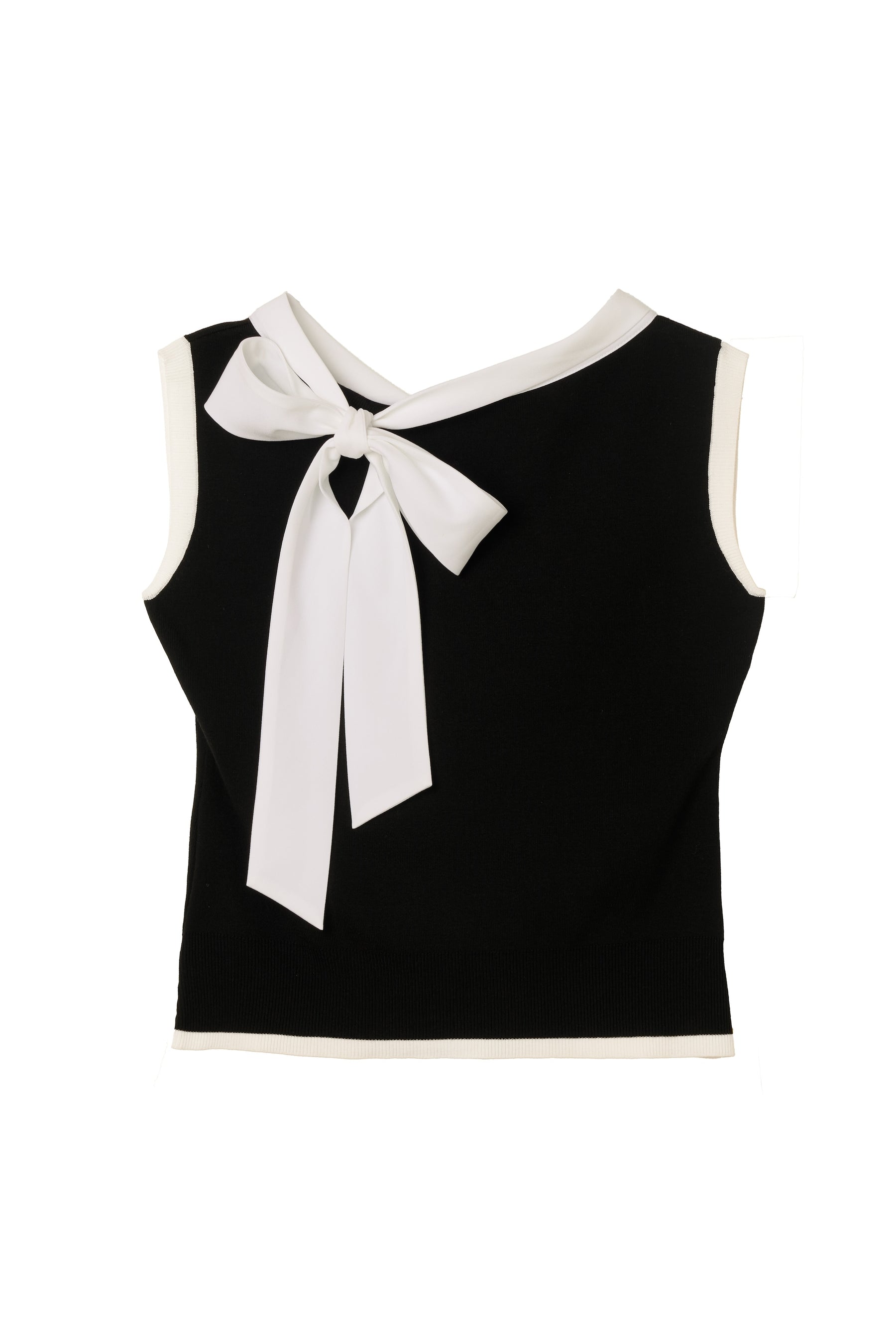 Two-Tone Bow Knit Top