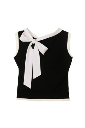 Two-Tone Bow Knit Top
