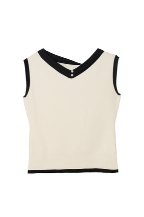 Two-Tone Bow Knit Top