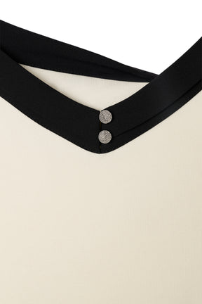 Two-Tone Bow Knit Top
