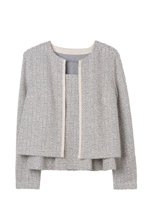 Contrast Trim Tweed Set