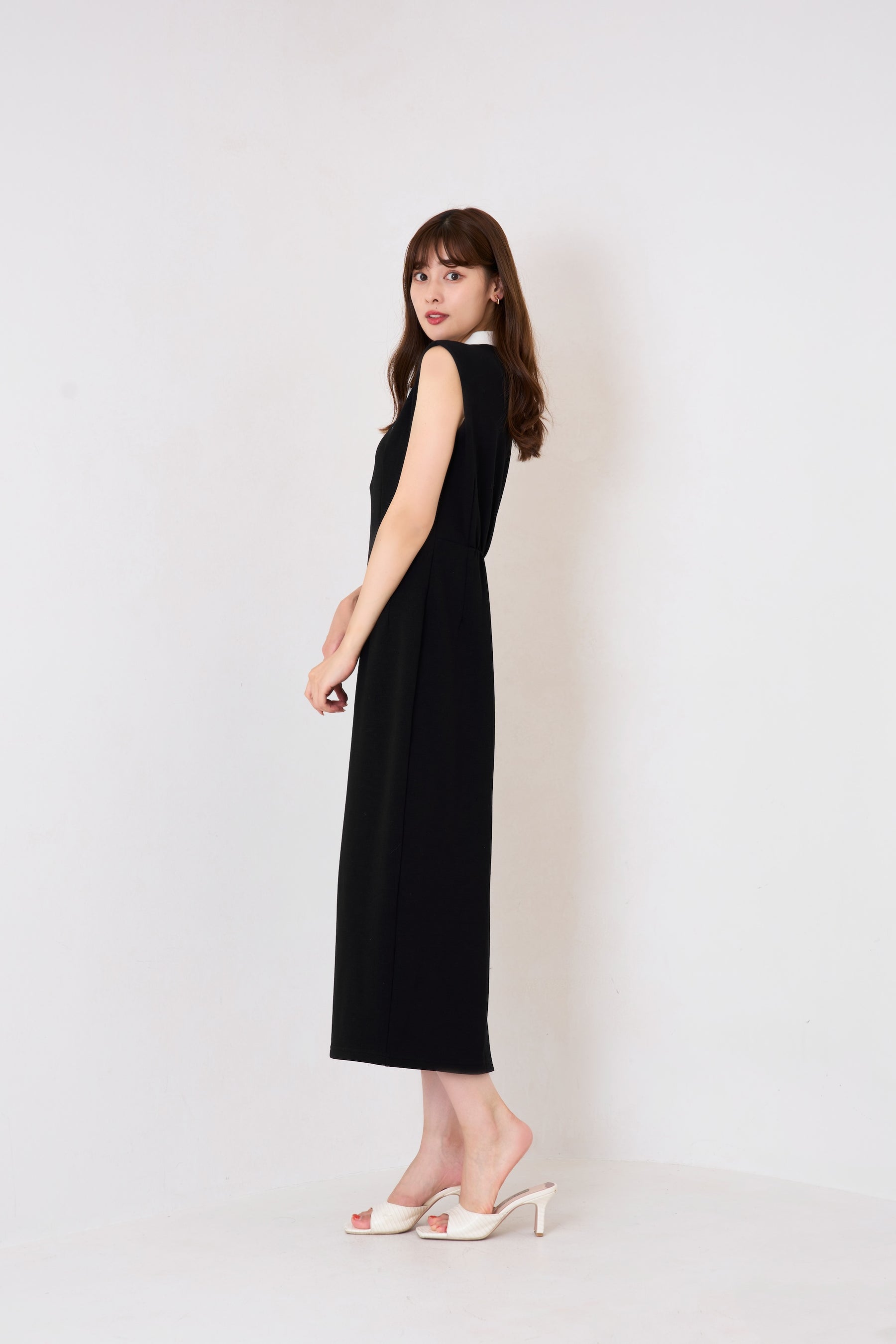 [Shipping in late August] French Sleeve Polo Long Dress