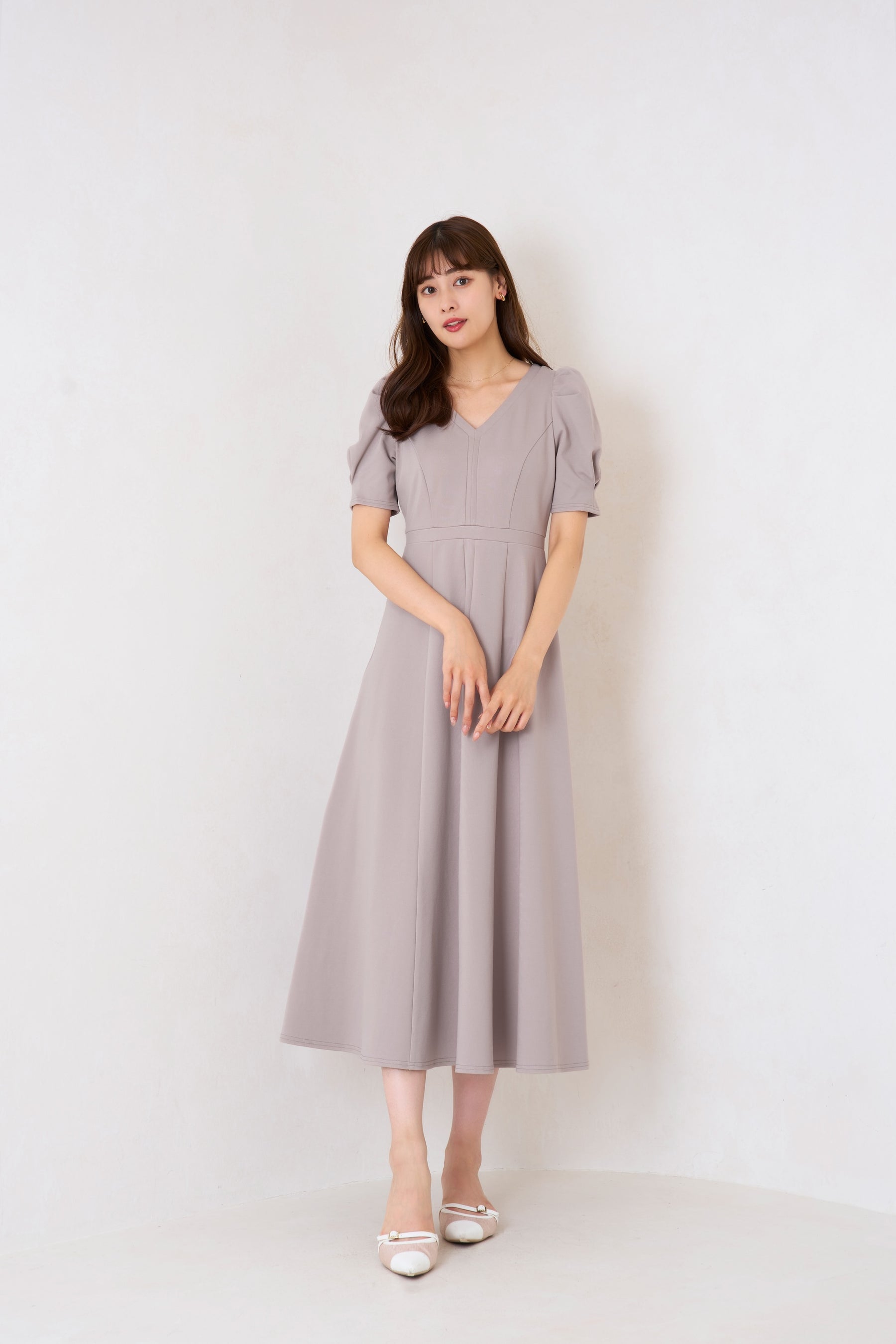 [New Color] Puff Sleeve Jersey Dress