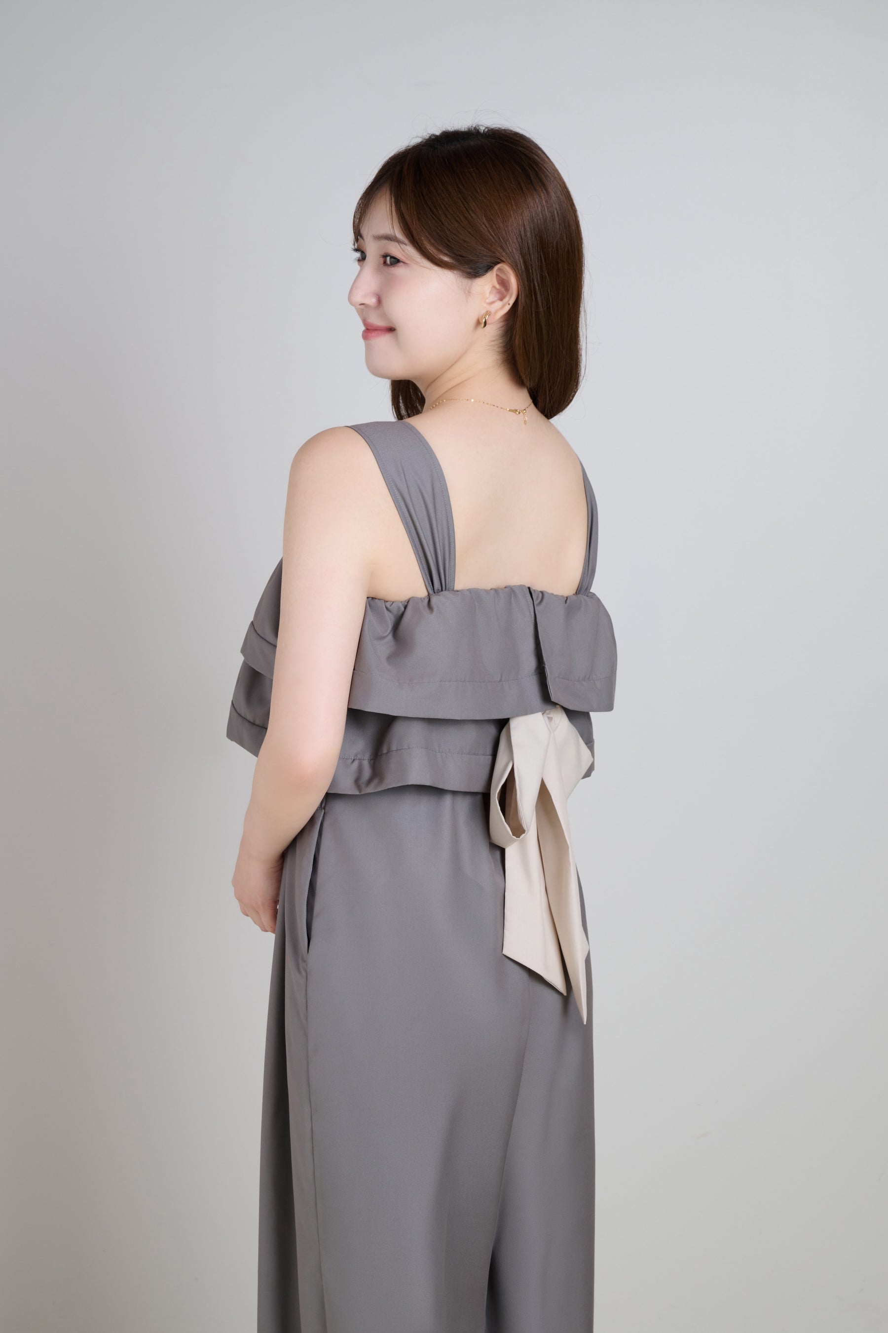 Double-Tiered Back-Ribbon Jumpsuit
