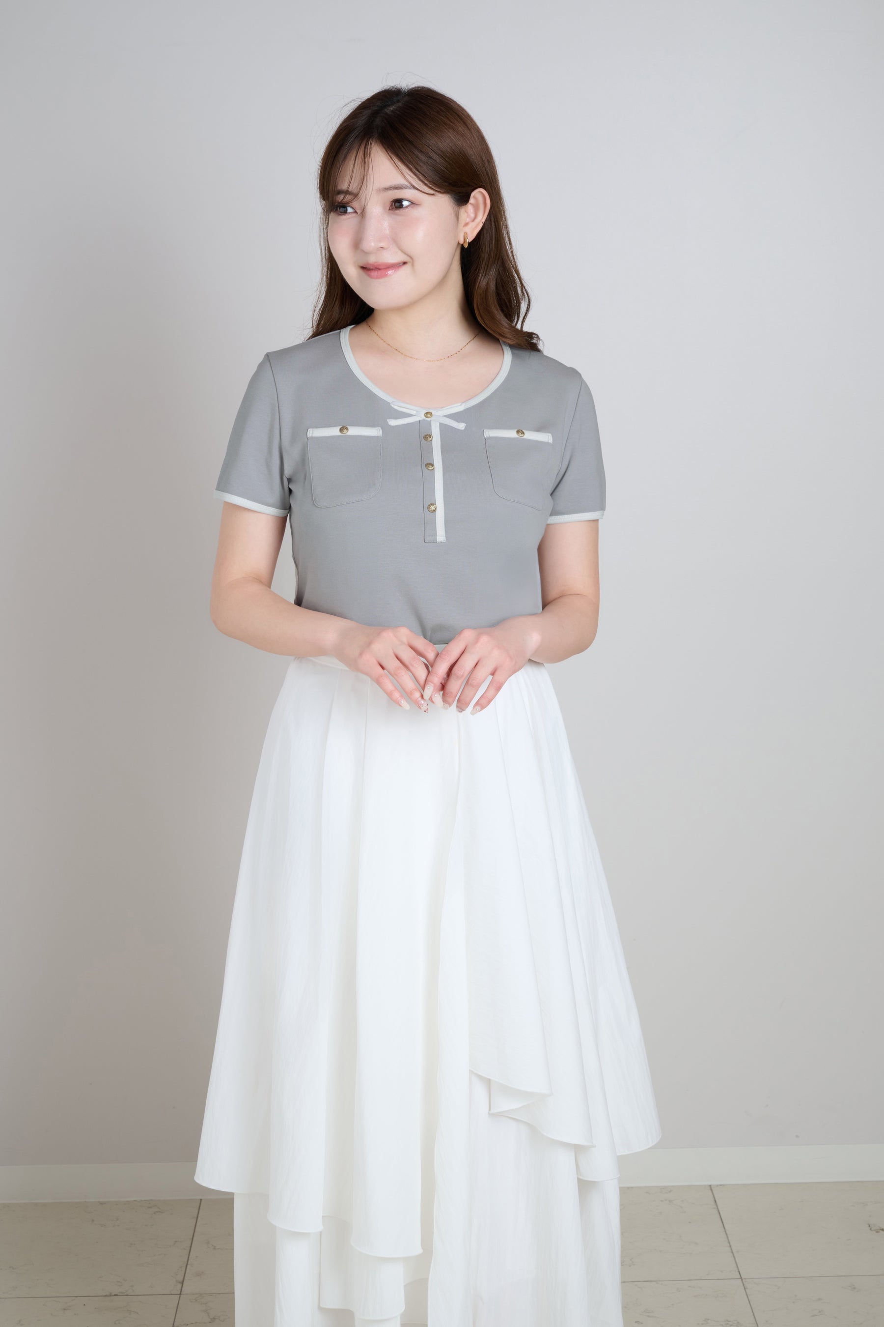 Two-Tone Ribbon-Trim Tee