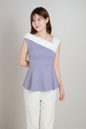 Asymmetric Two-Tone Peplum Top
