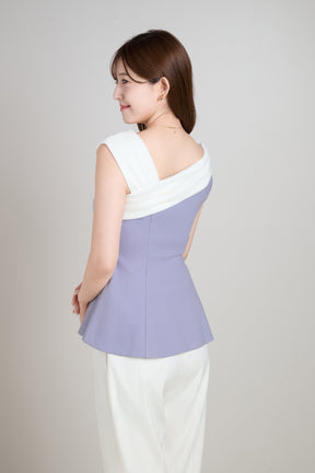Asymmetric Two-Tone Peplum Top