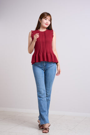 Peplum Ribbed Knit Top