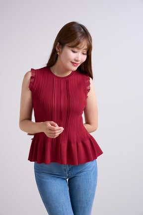 Peplum Ribbed Knit Top
