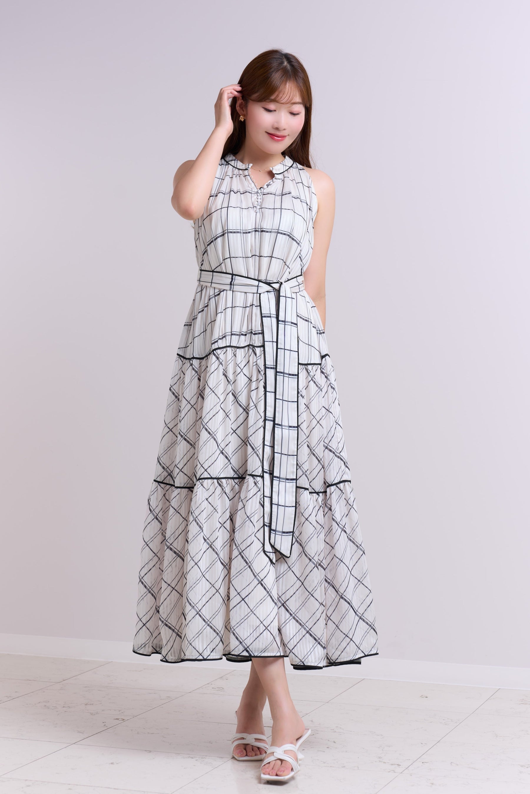 Anduze Belted Check Dress