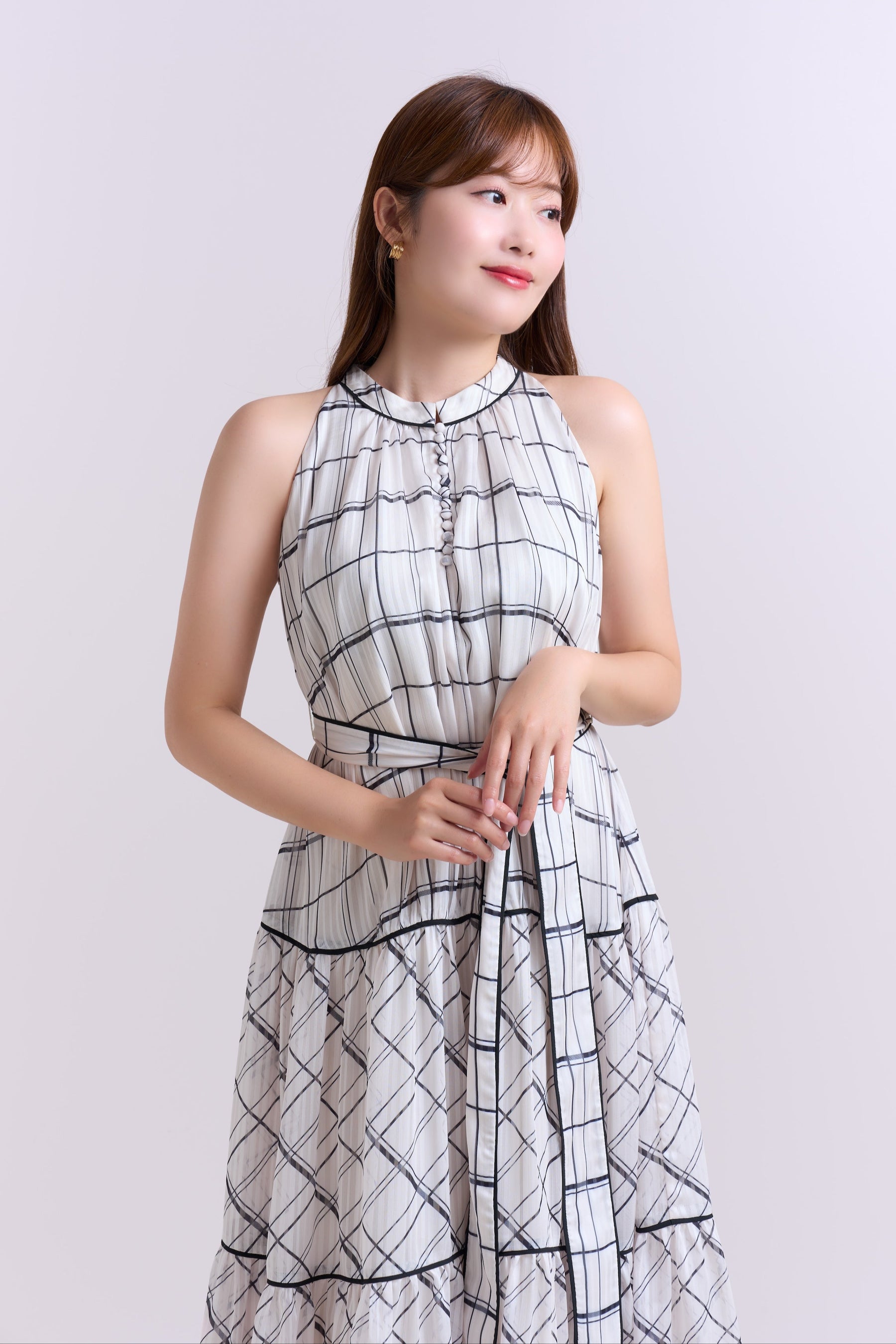 ワンピース Her lip to Anduze Belted Check Dress BK 9月中旬発送】Anduze Belted Check Dress