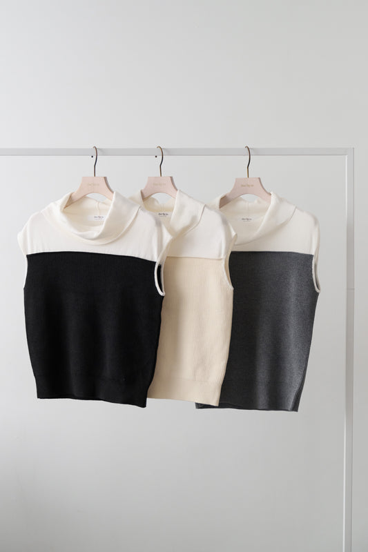 Two-Tone Draped-Neck Top