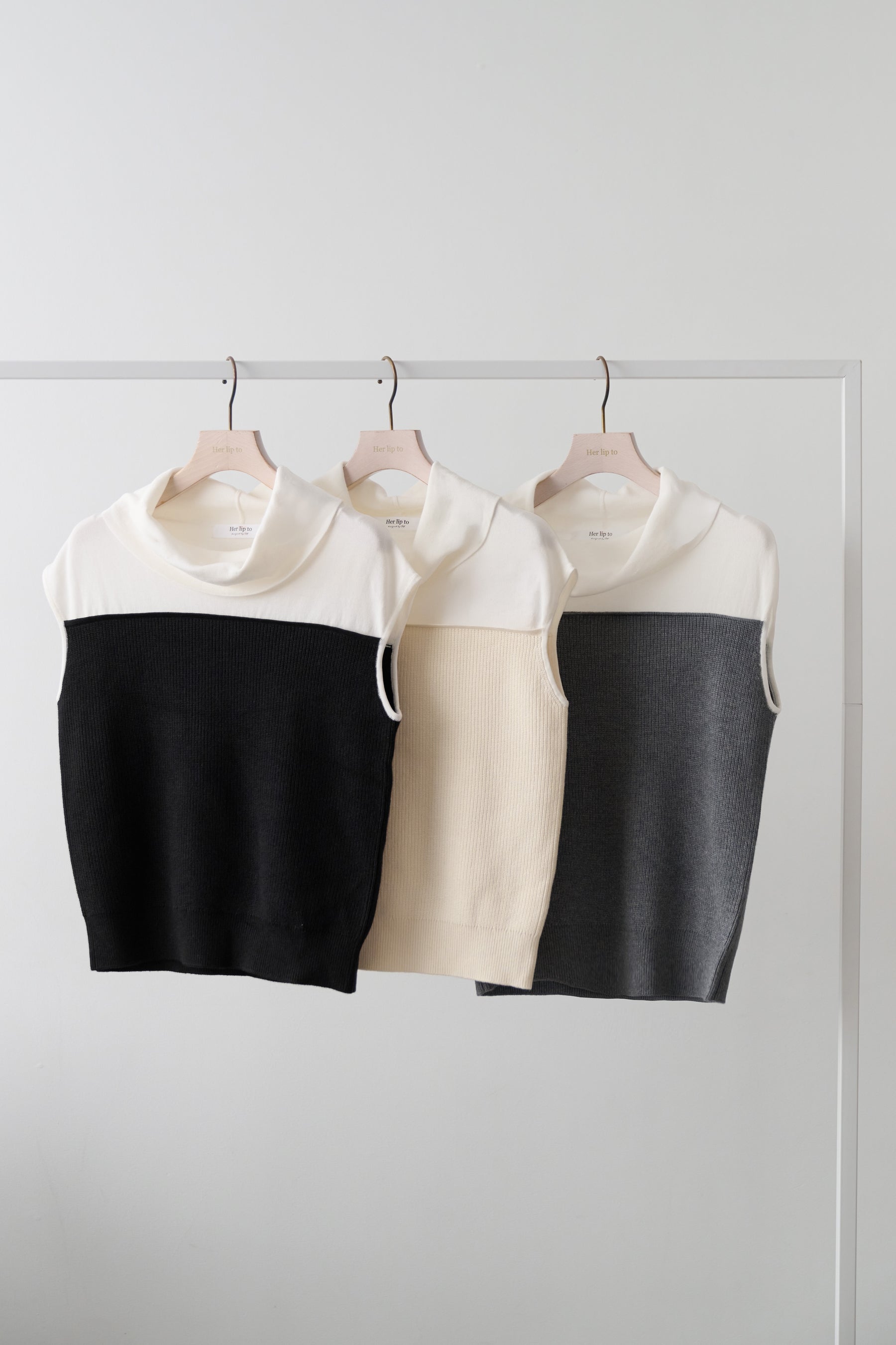 Two-Tone Draped-Neck Top