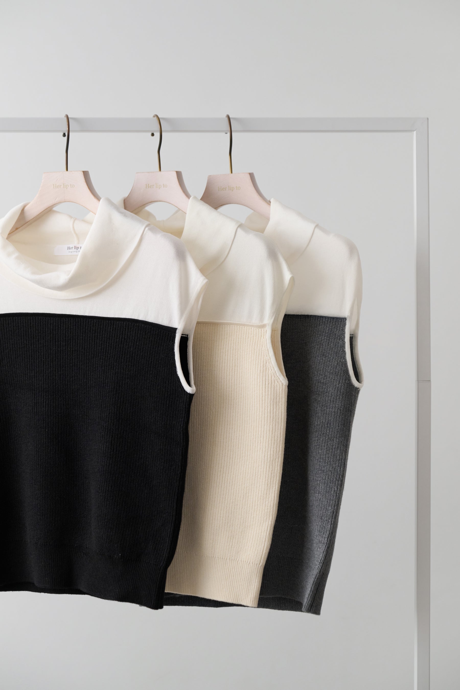 Two-Tone Draped-Neck Top