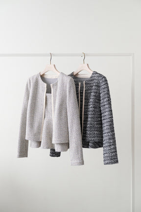 Contrast Trim Tweed Set