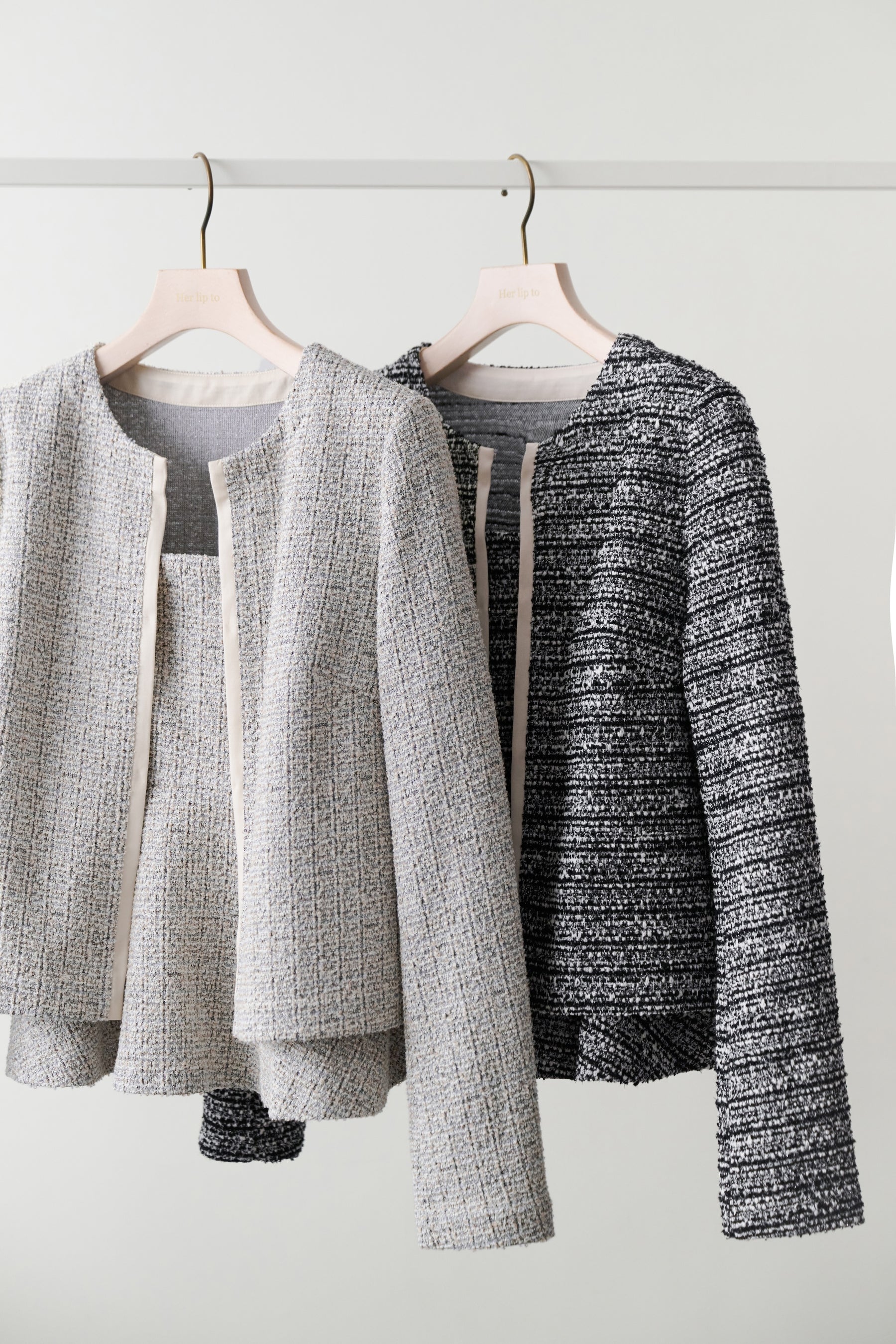 Contrast Trim Tweed Set