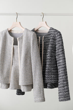 Contrast Trim Tweed Set