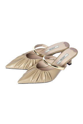 【8月下旬発送】Gold-Motif Ruched Mules