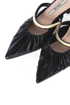 【8月下旬発送】Gold-Motif Ruched Mules