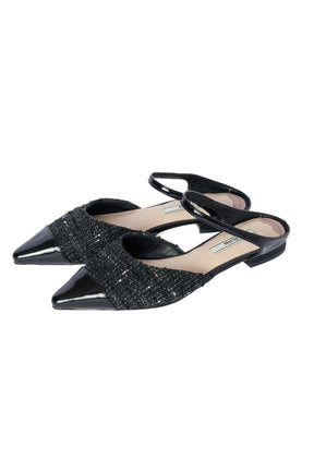 【8月中旬発送】Two-Tone Strap Tweed Mules