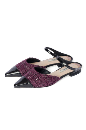 【8月中旬発送】Two-Tone Strap Tweed Mules