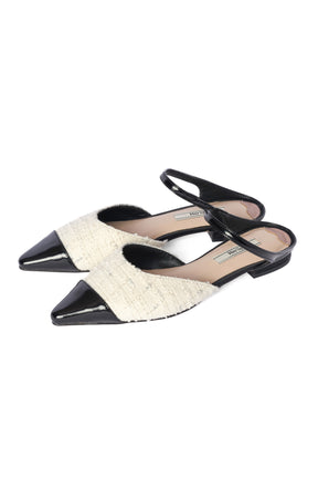 【8月中旬発送】Two-Tone Strap Tweed Mules