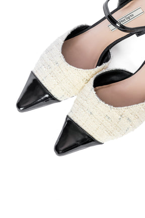 【8月中旬発送】Two-Tone Strap Tweed Mules