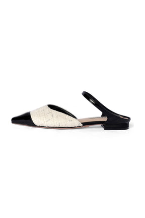 【8月中旬発送】Two-Tone Strap Tweed Mules