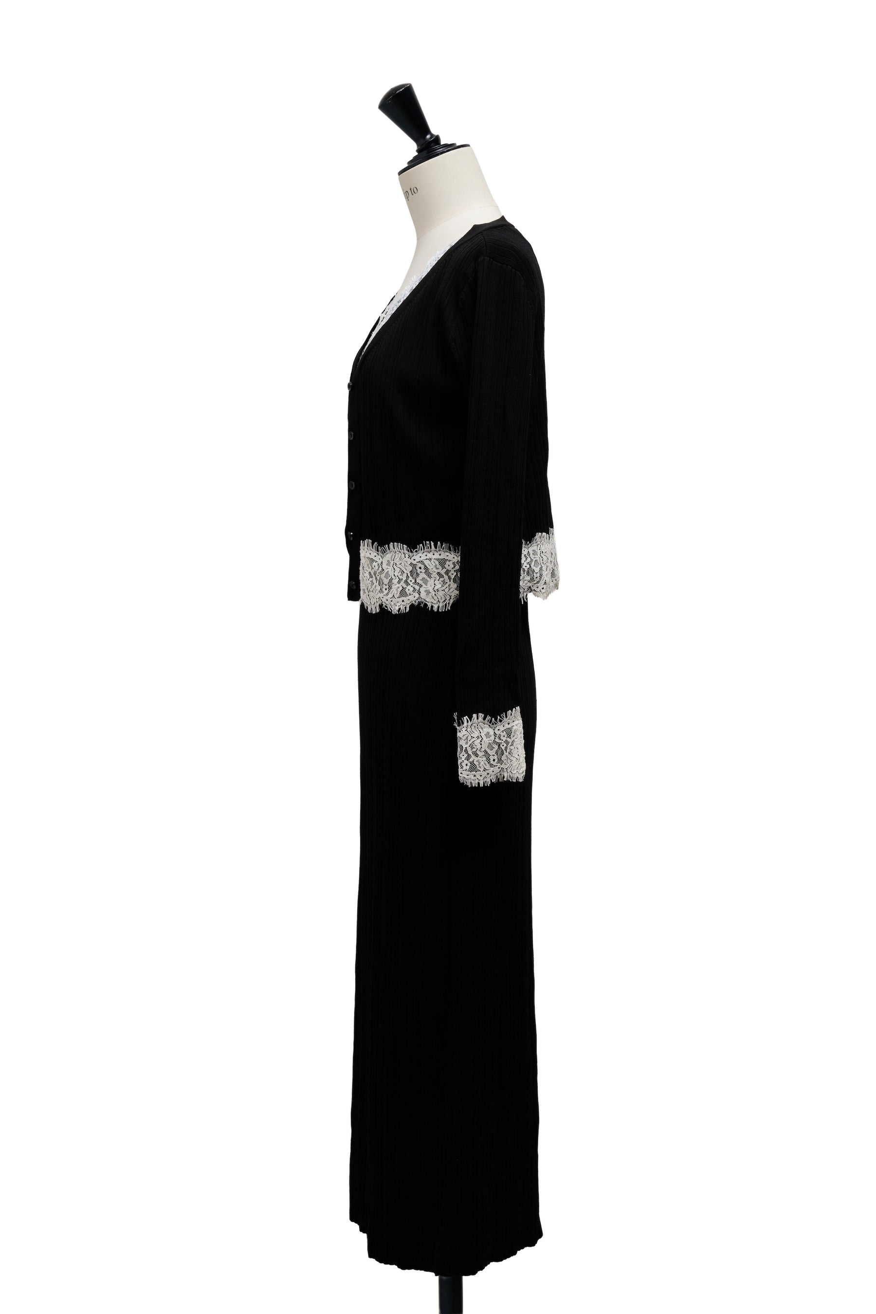 ［Essentia］Lace-Trimmed Knit Dress Set