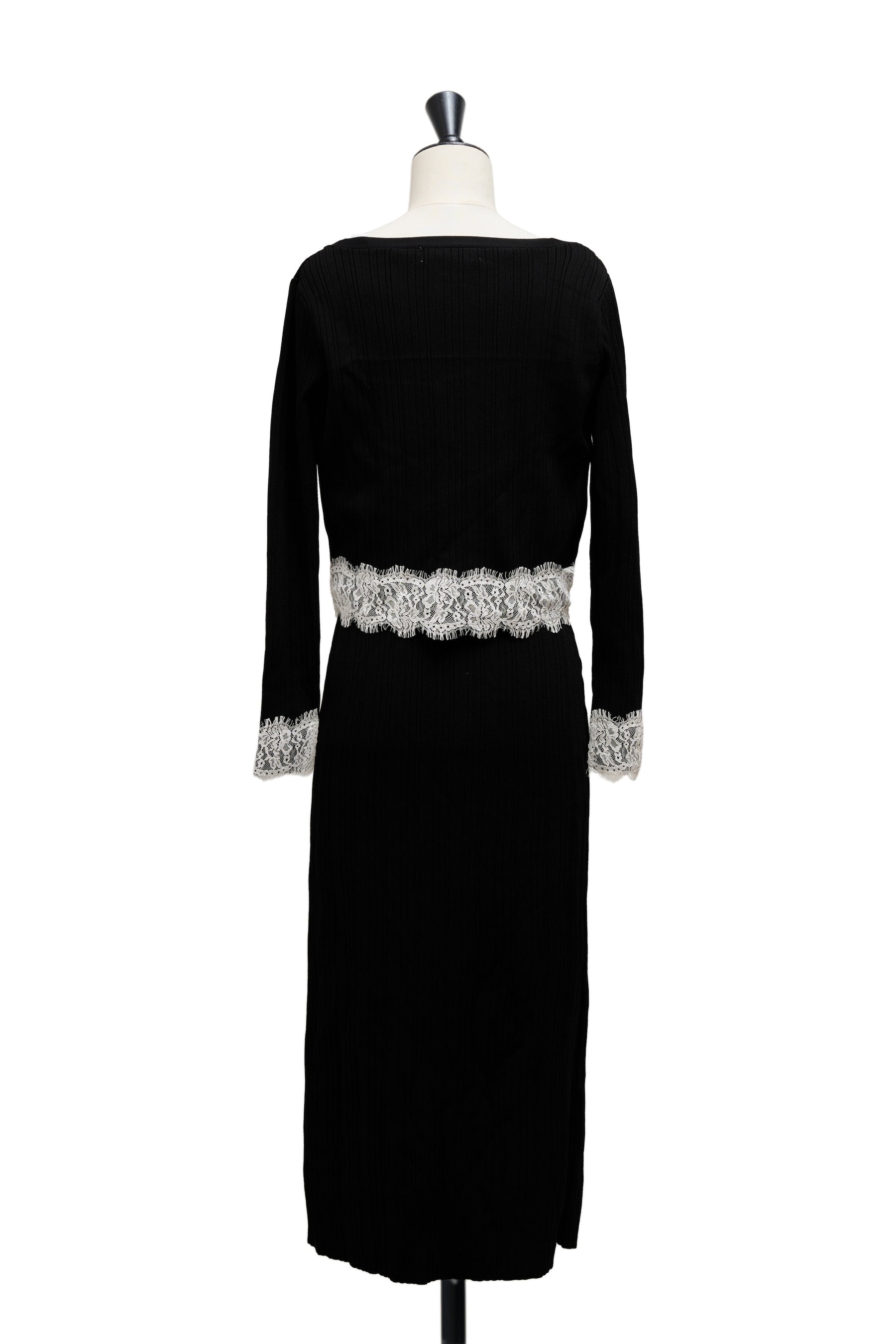 ［Essentia］Lace-Trimmed Knit Dress Set